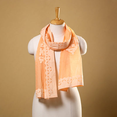 Buy Cut Work Cotton Orange Barmer Applique Stole