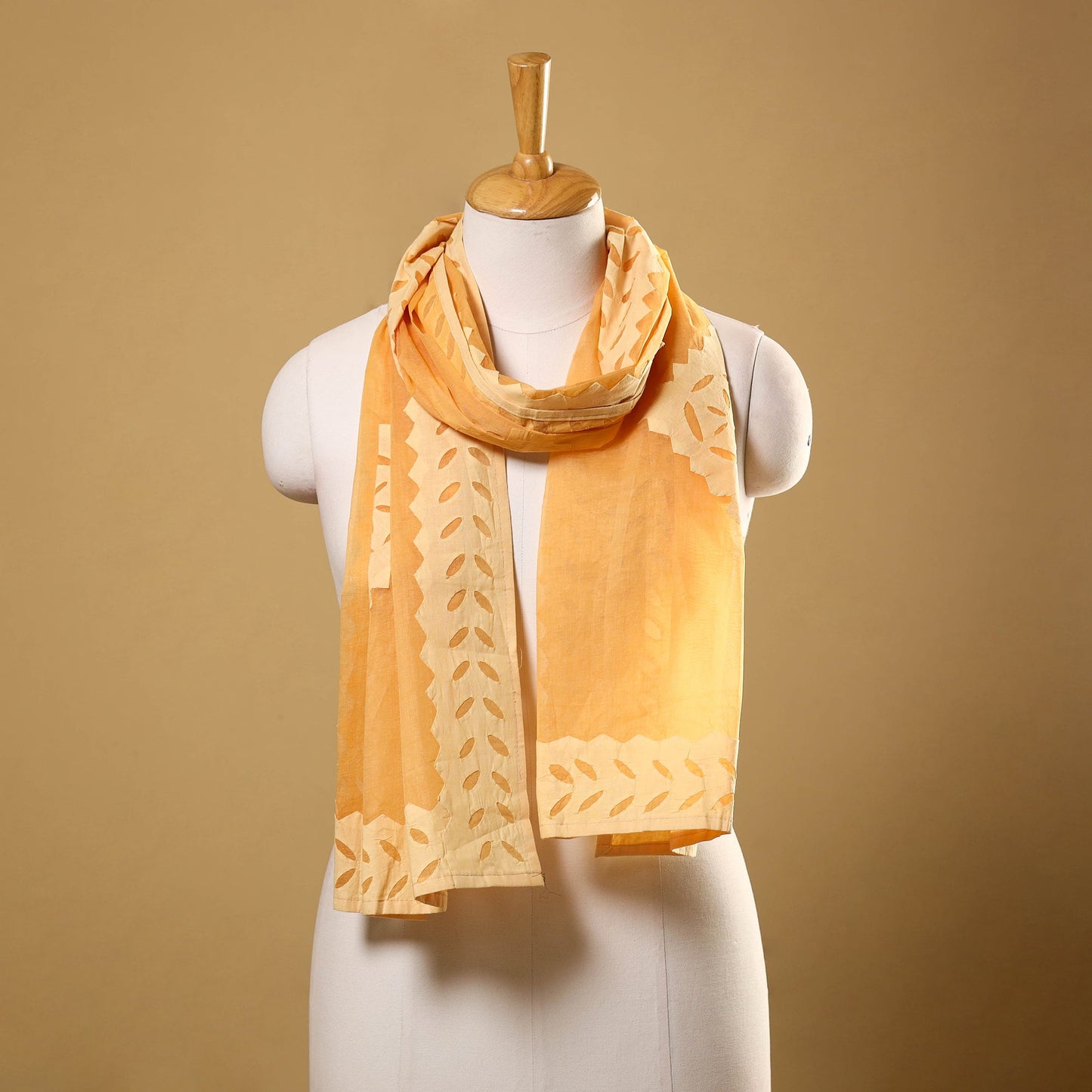 Orange - cut work cotton barmer applique stole 48