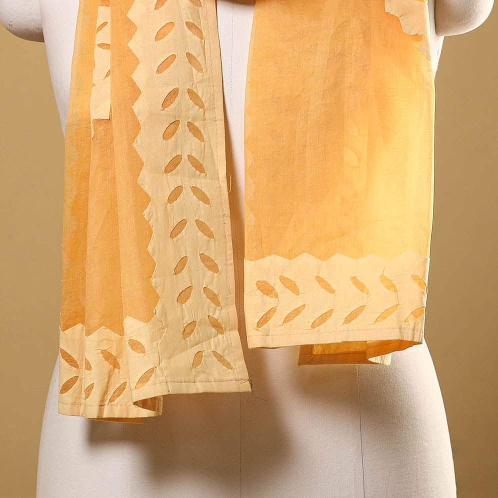 Orange - cut work cotton barmer applique stole 48