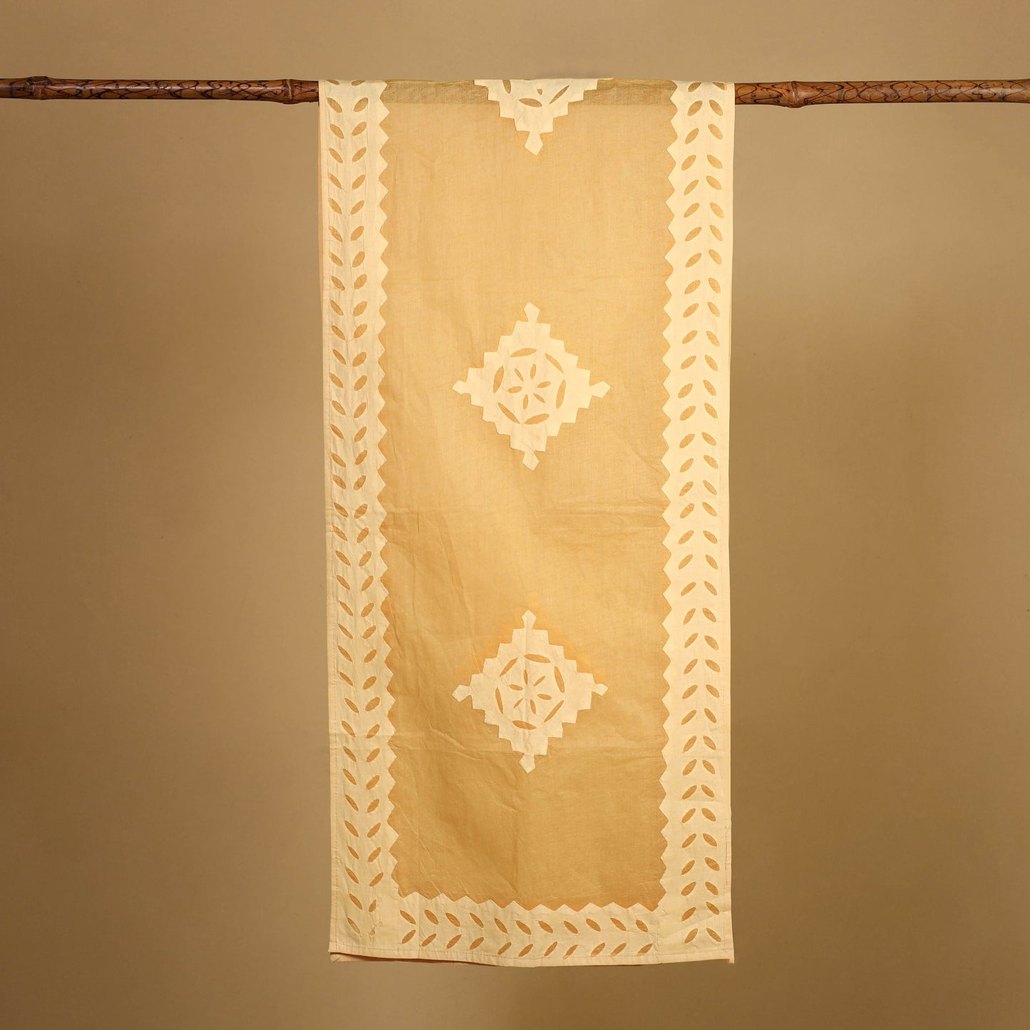 Orange - cut work cotton barmer applique stole 48