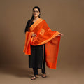 Buy Cutwork Cotton Orange Barmer Applique Dupatta