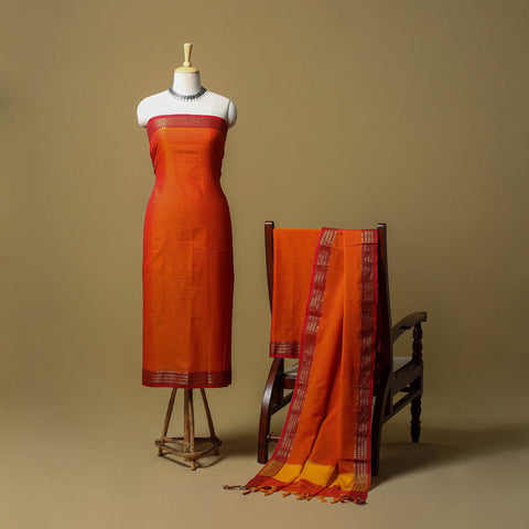 Dharwad cotton 3pc unstitched dress material with border 10