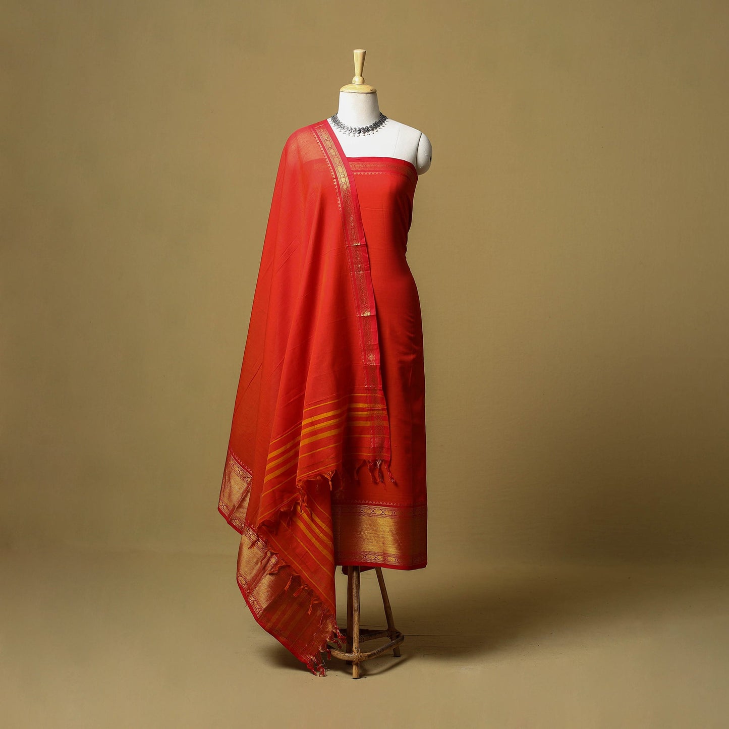 Dharwad cotton 3pc unstitched dress material with border 20