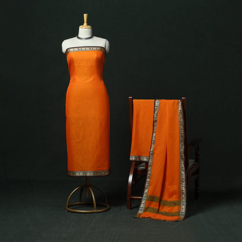 Orange - dharwad cotton 3pc unstitched dress material