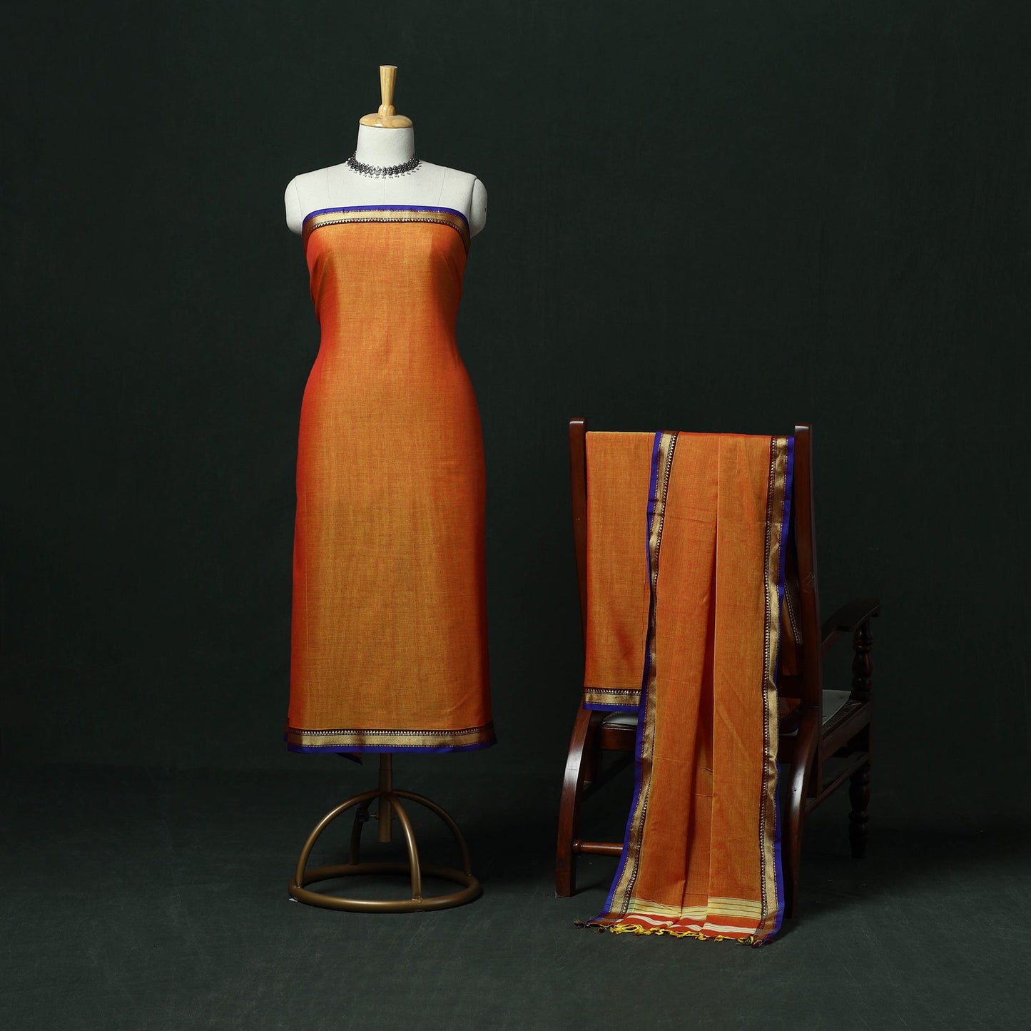 Dharwad cotton 3pc unstitched dress material with thread