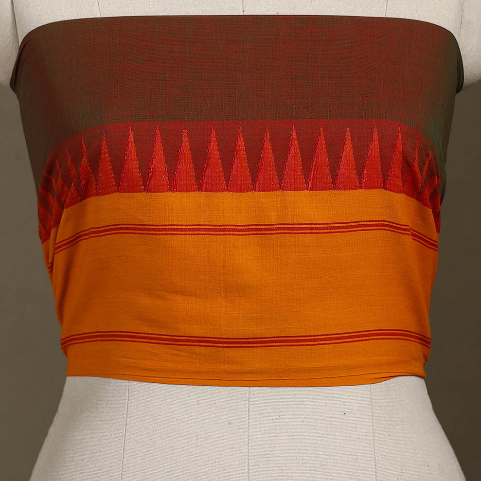 Orange Dharwad Cotton Blouse Piece