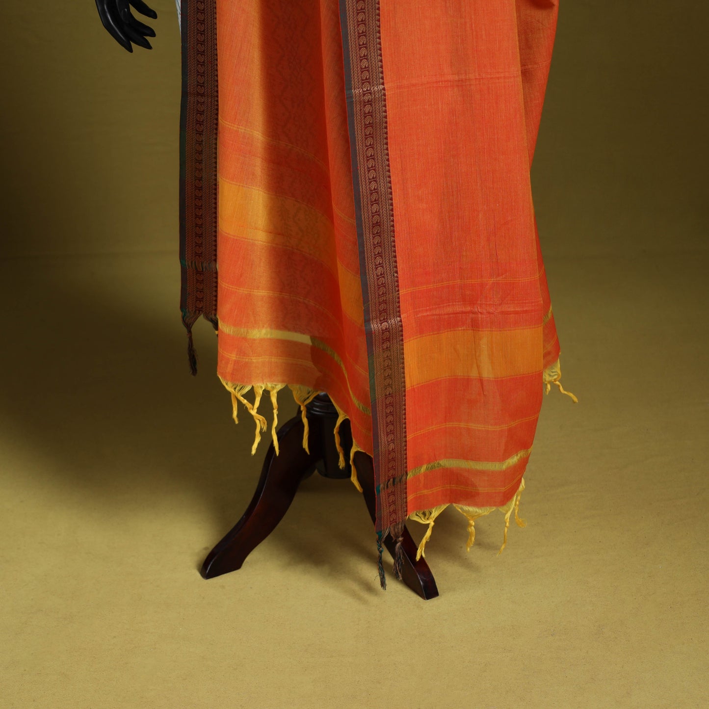 Orange - dharwad cotton dupatta with zari border 42