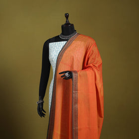 Orange - dharwad cotton dupatta with zari border 42