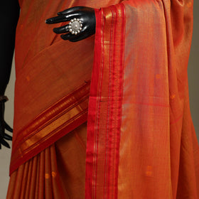 Orange - dharwad cotton saree with border 19 - handcrafted