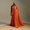 Orange - dharwad cotton saree with border 19 - handcrafted