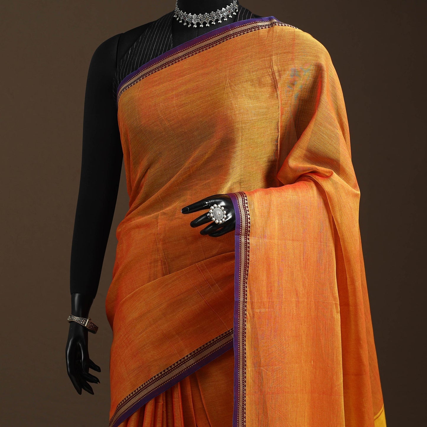 Dharwad cotton saree with border 20 - handcrafted