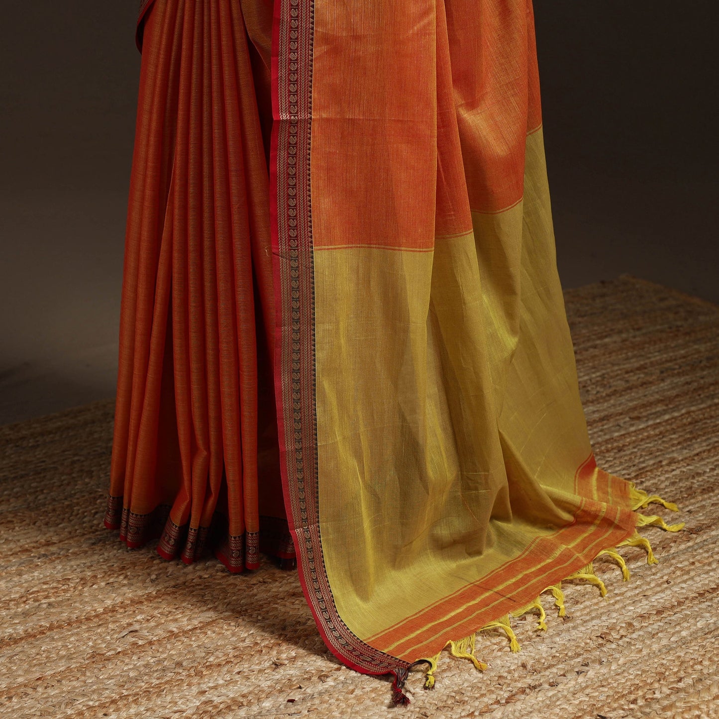 Dharwad cotton saree with border 44 - handcrafted