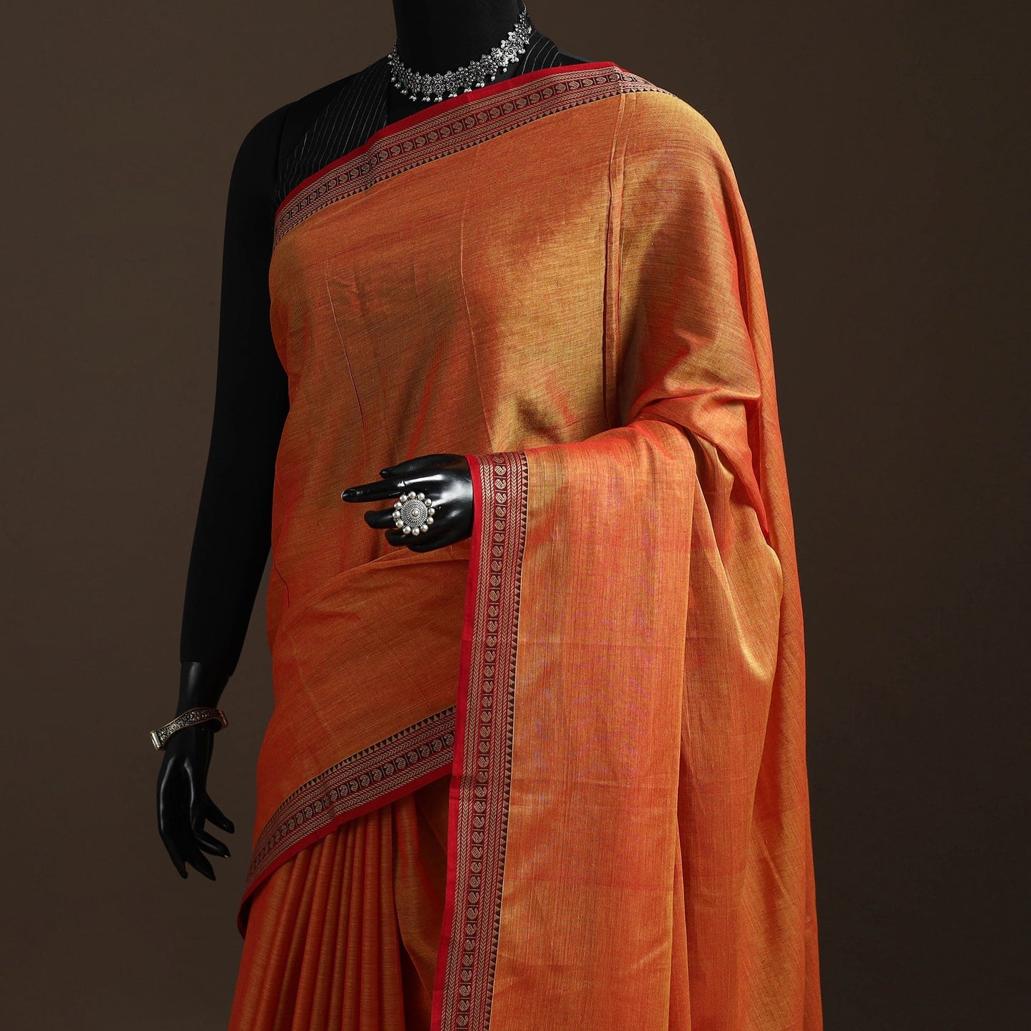 Dharwad cotton saree with border 44 - handcrafted