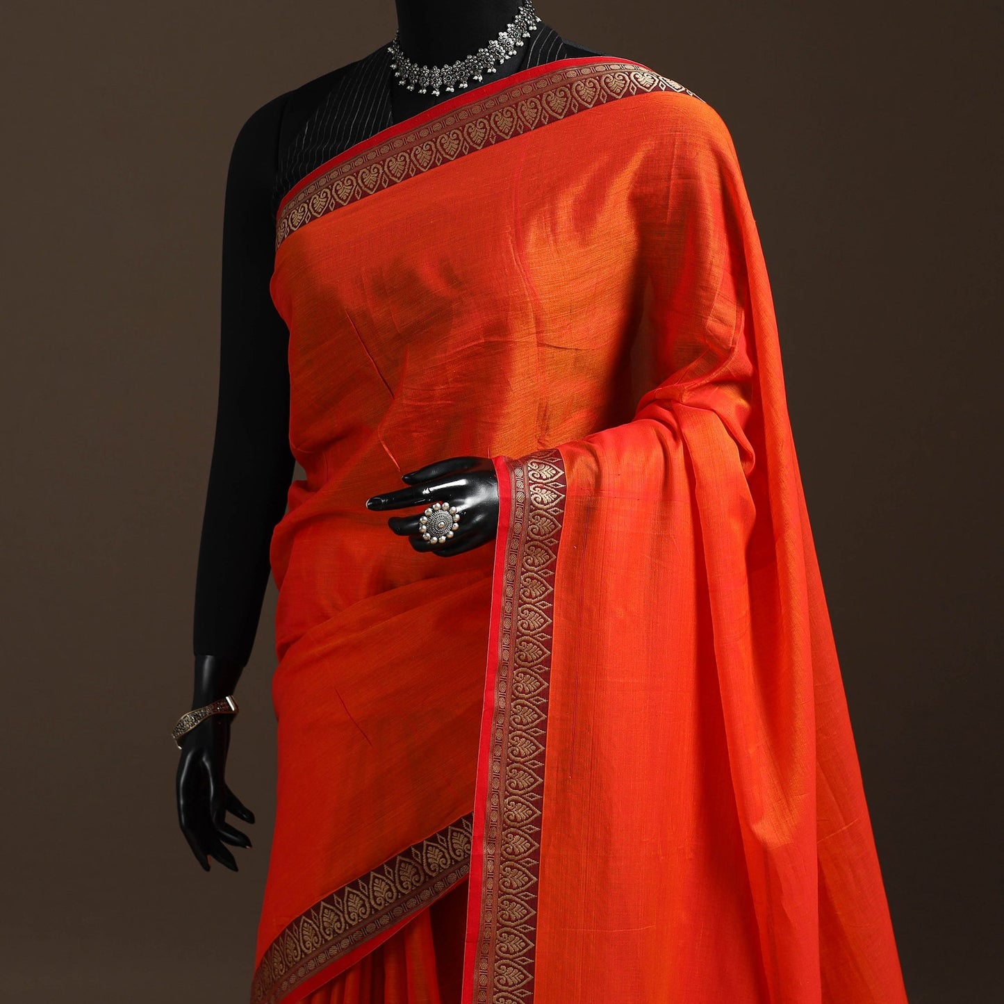 Dharwad cotton saree with border 57 - handcrafted