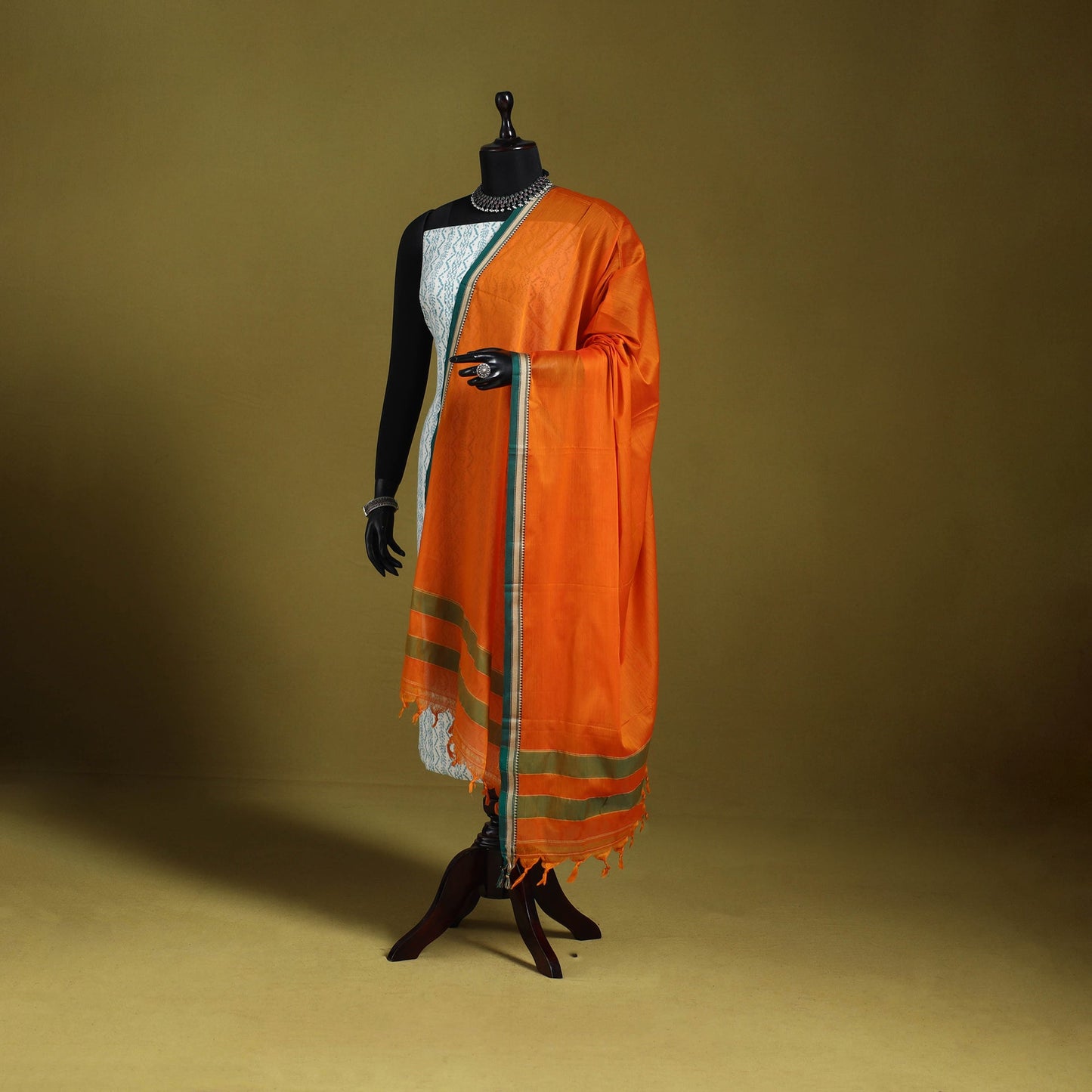 Orange - dharwad mercerised cotton dupatta with border 83