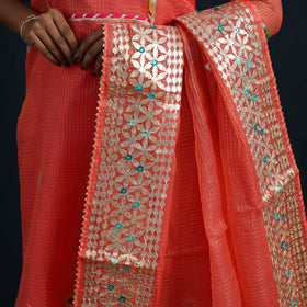 Orange - Elegant Gota Work Silk Kota Doria Kurta Set 02