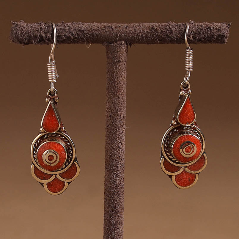 Orange - ethnic tribal tibetan earrings from himalaya 46