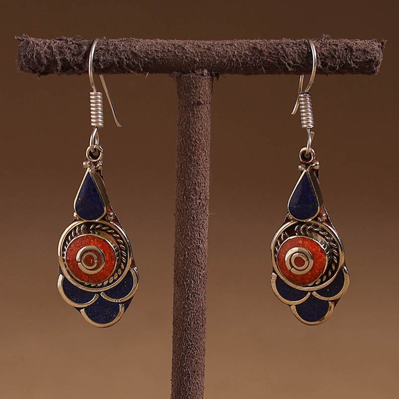 Orange - ethnic tribal tibetan earrings from himalaya 47