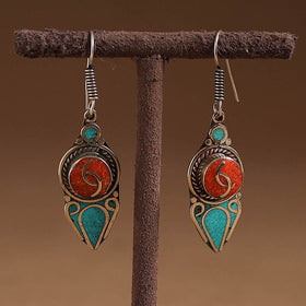 Orange - ethnic tribal tibetan earrings from himalaya 53