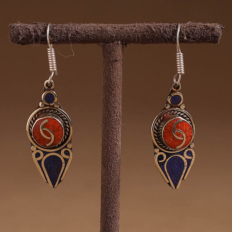 Orange - ethnic tribal tibetan earrings from himalaya 54