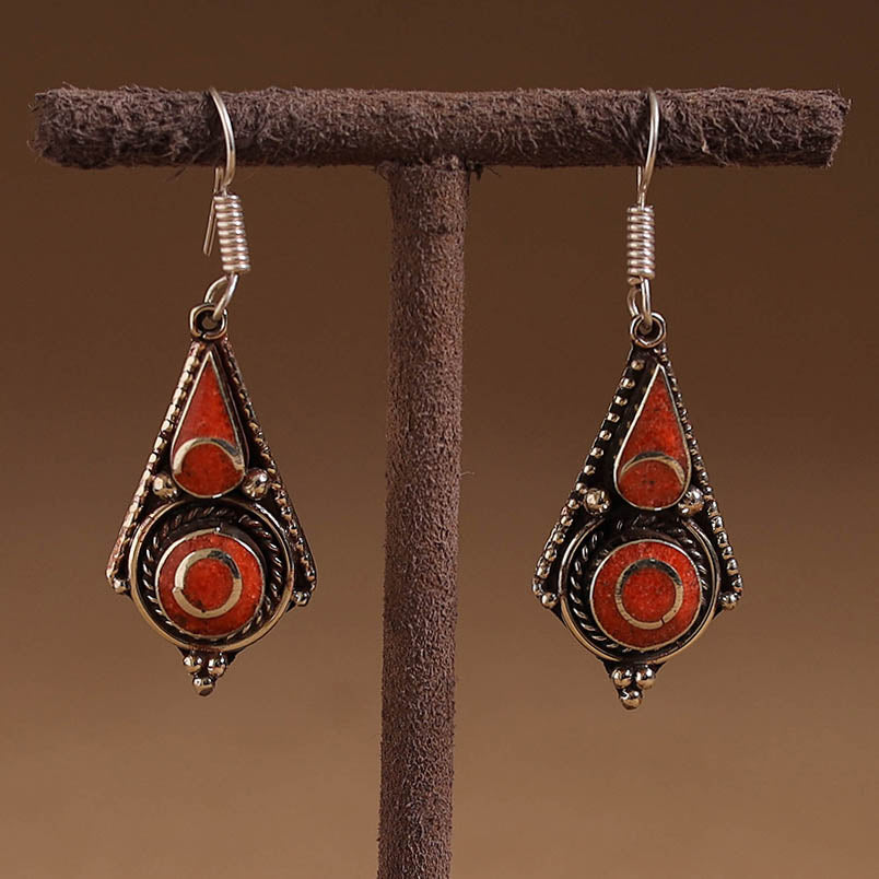Orange - ethnic tribal tibetan earrings from himalaya 60