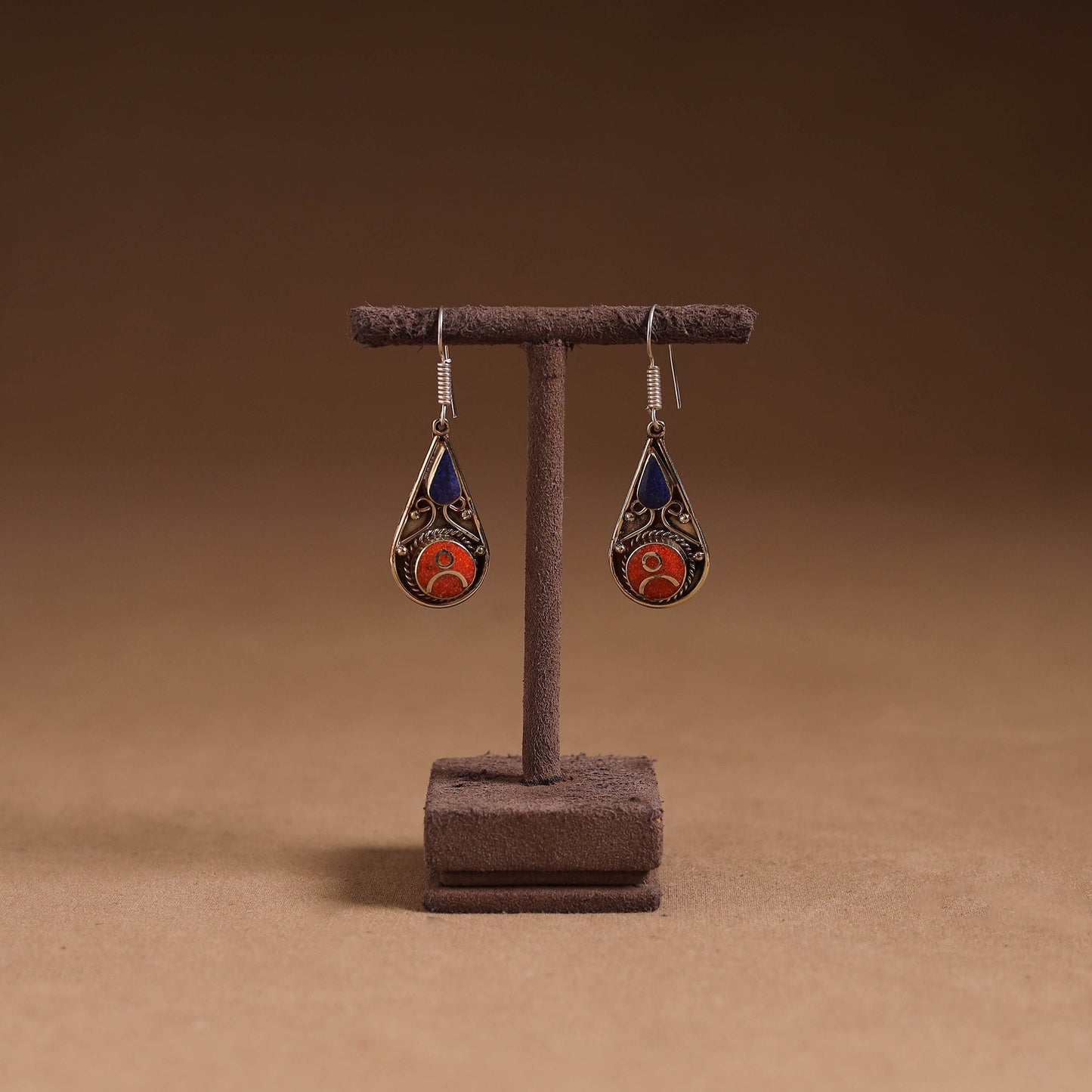 Orange - ethnic tribal tibetan earrings from himalaya 67