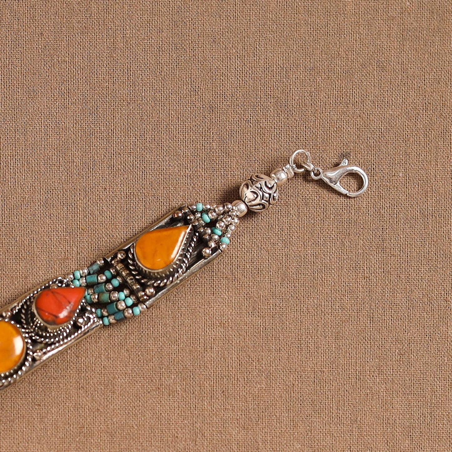 Orange - ethnic tribal tibetan metal bracelet from himalaya