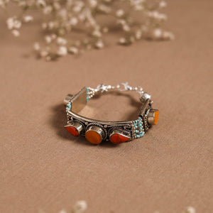 Orange - ethnic tribal tibetan metal bracelet from himalaya