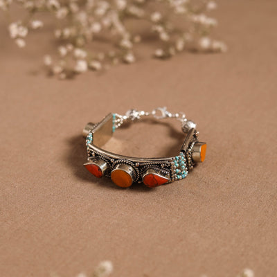 Orange - ethnic tribal tibetan metal bracelet from himalaya