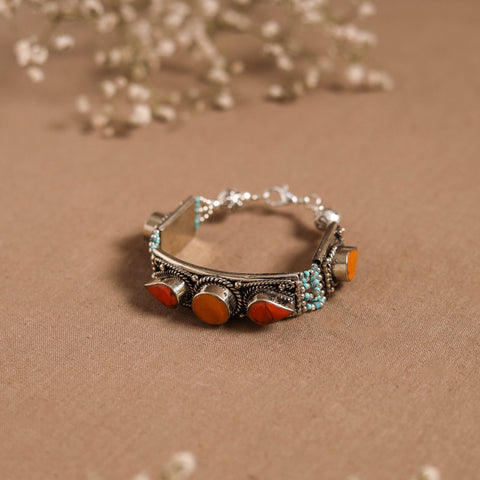 Orange - ethnic tribal tibetan metal bracelet from himalaya