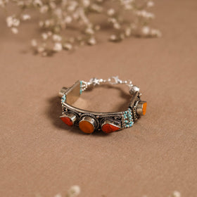 Orange - ethnic tribal tibetan metal bracelet from himalaya