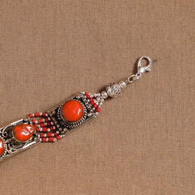 Orange - ethnic tribal tibetan metal bracelet from himalaya