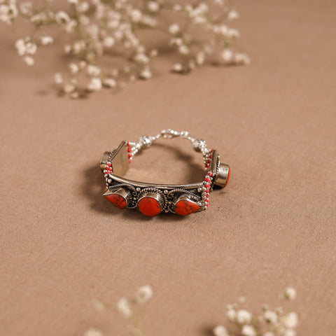 Orange - ethnic tribal tibetan metal bracelet from himalaya