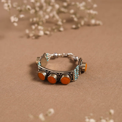 Orange - ethnic tribal tibetan metal bracelet from himalaya