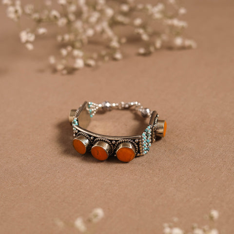 Orange - ethnic tribal tibetan metal bracelet from himalaya