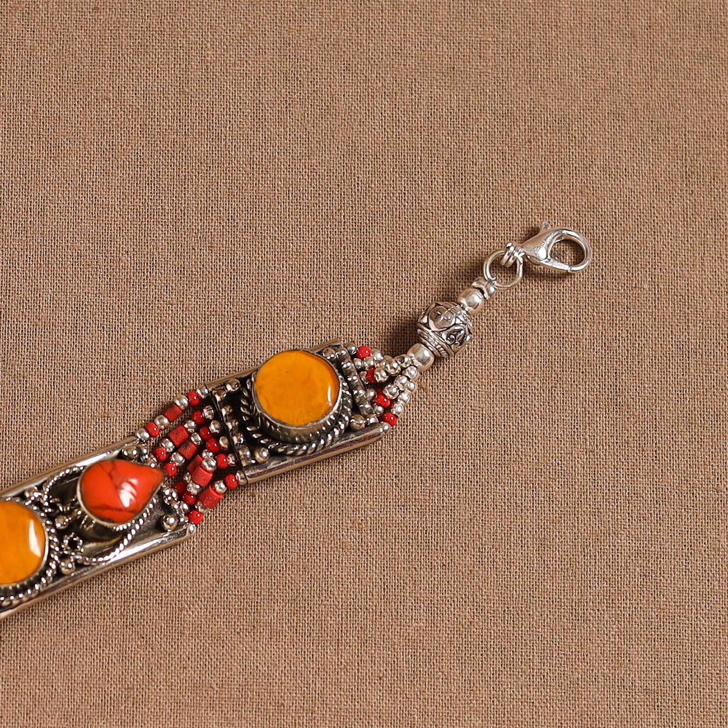 Orange - ethnic tribal tibetan metal bracelet from himalaya