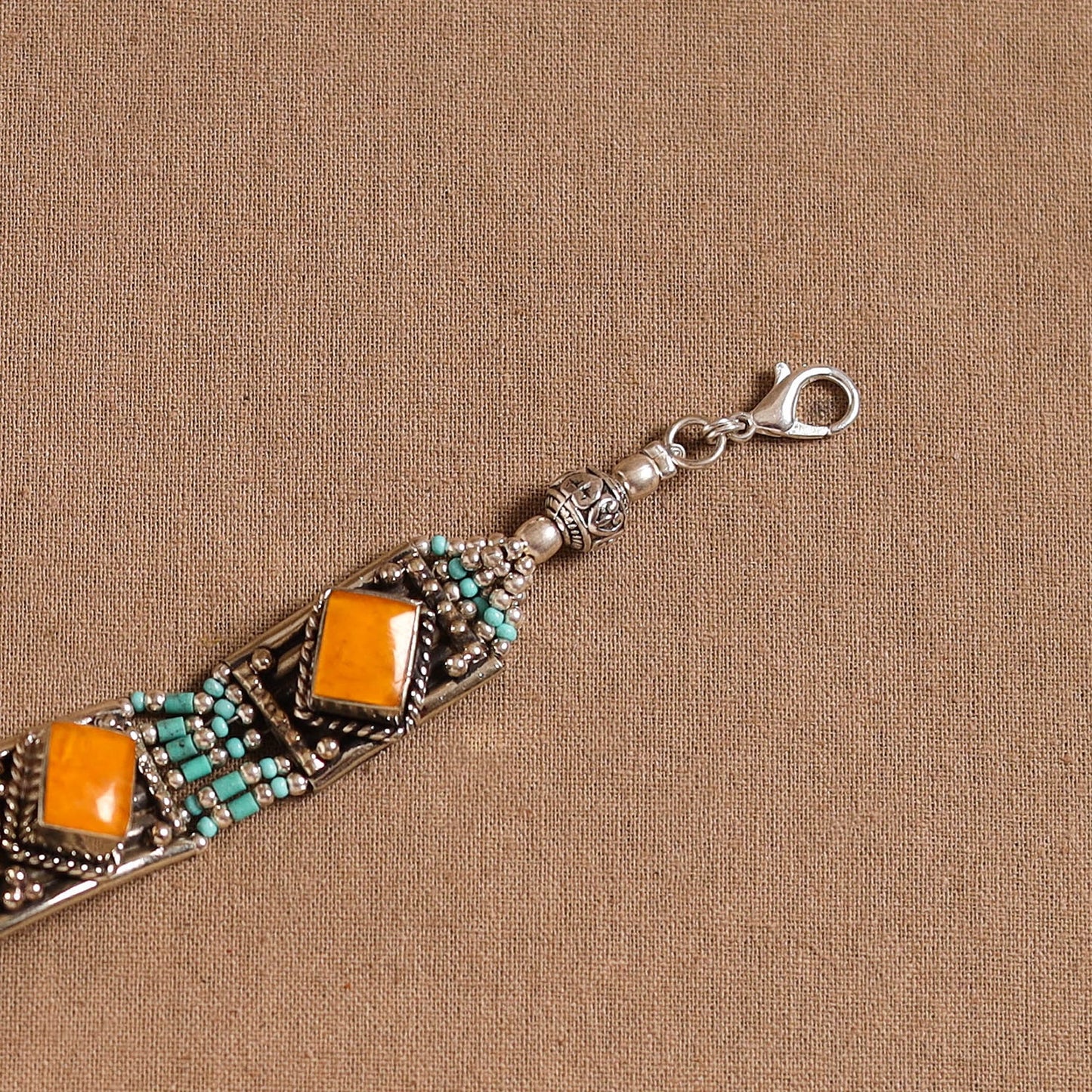 Orange - ethnic tribal tibetan metal bracelet from himalaya