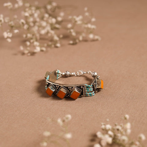 Orange - ethnic tribal tibetan metal bracelet from himalaya