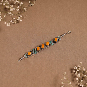 Orange - ethnic tribal tibetan metal bracelet from himalaya