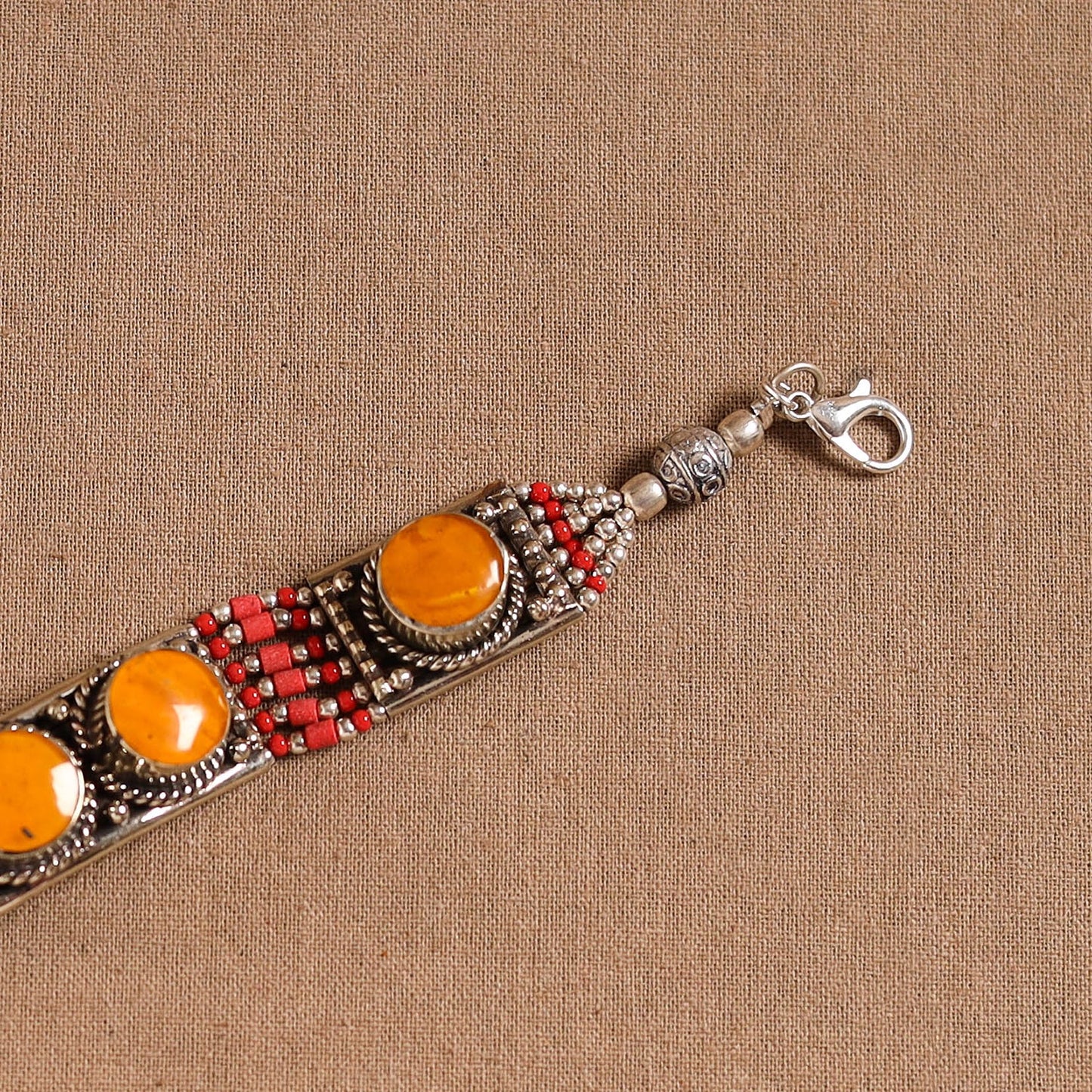 Orange - ethnic tribal tibetan metal bracelet from himalaya