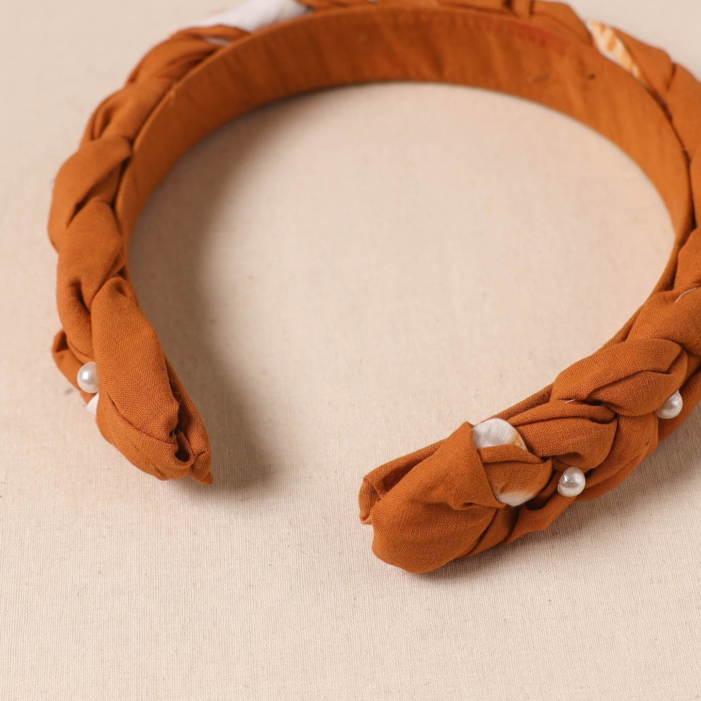 Fabart braided hair band with bead work 44 - handcrafted