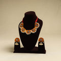 Orange - fabart pearl & stone work necklace set 02