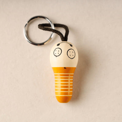 Orange Channapatna Handmade Wooden Keychain 