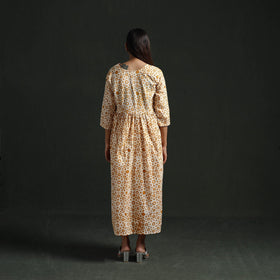 Flared angrakha cotton hand block batik print dress 09