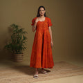 Orange - flared cotton batik dress 07 - handcrafted