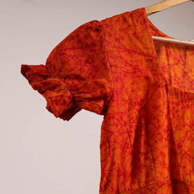 Orange - flared cotton batik dress 07 - handcrafted