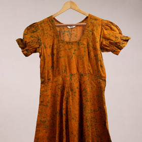 Orange - flared cotton batik dress 08 - handcrafted