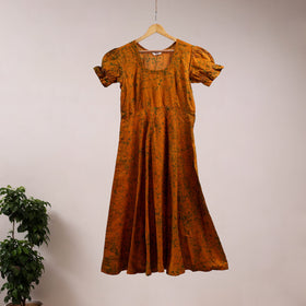 Orange - flared cotton batik dress 08 - handcrafted