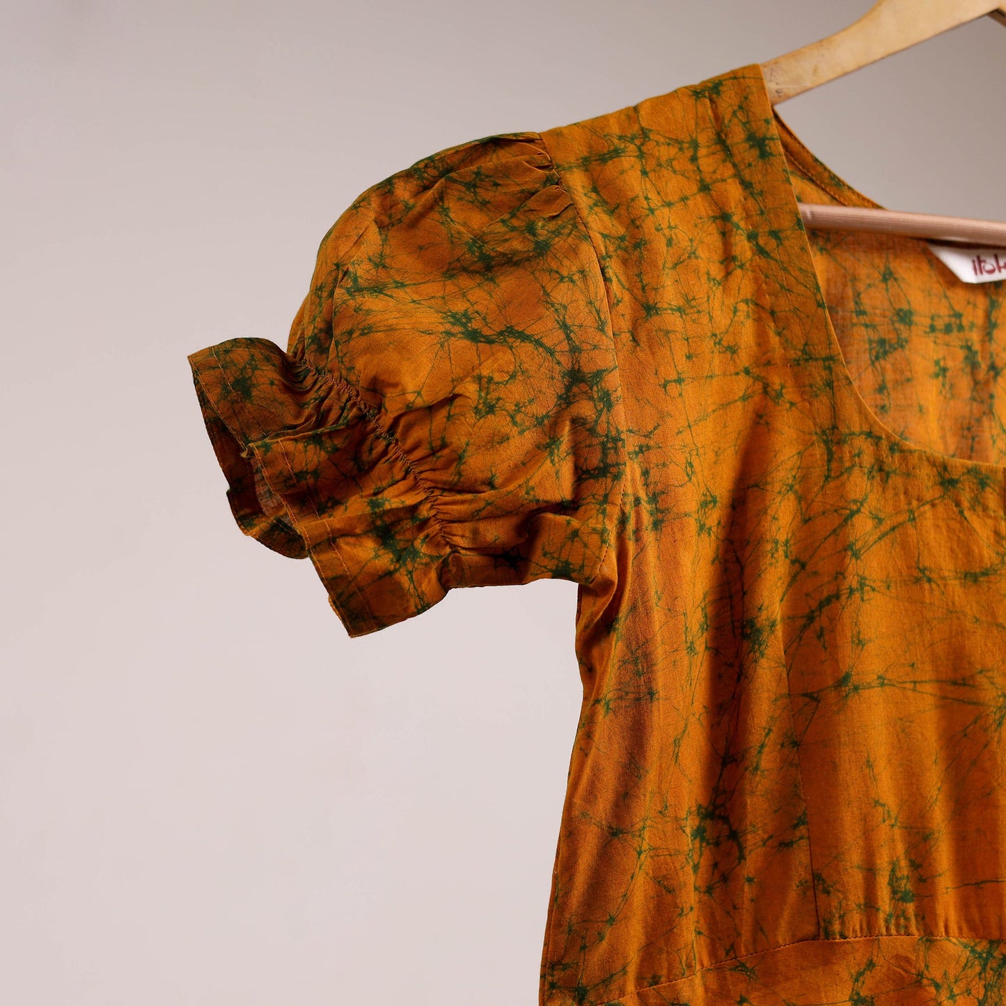 Orange - flared cotton batik dress 08 - handcrafted