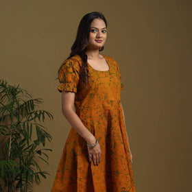 Orange - flared cotton batik dress 08 - handcrafted